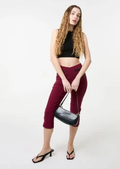 Pink Vanilla Red Capri Pants With Belts