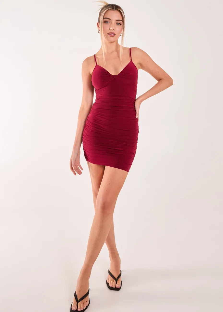 Pink Vanilla Red Twisted Front Strappy Mini Dress