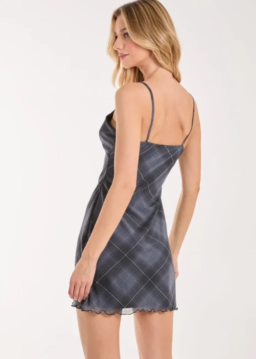 Pink Vanilla Slate Check Mesh Cami Dress