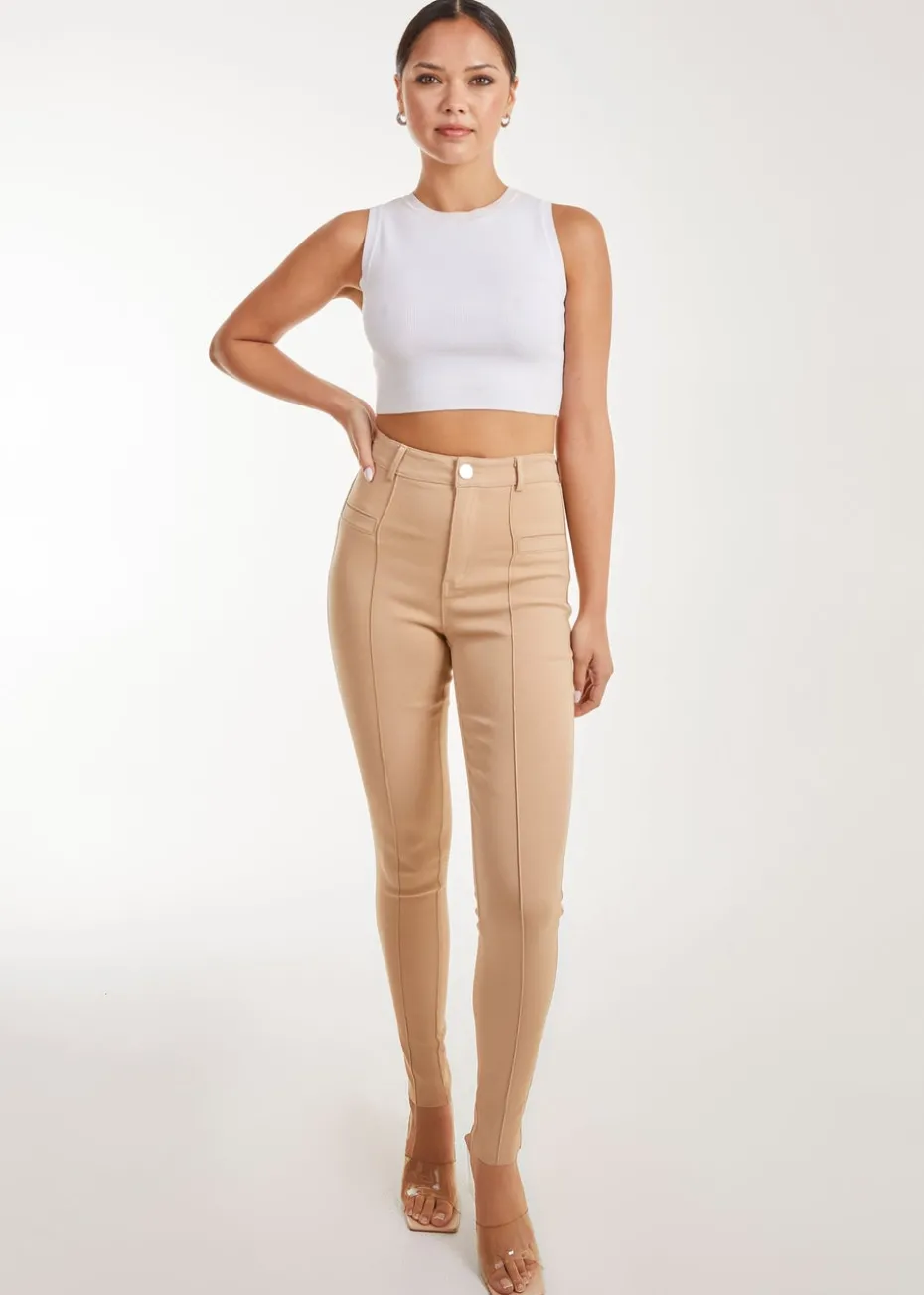 Pink Vanilla Slim Fit Seam Detail Trousers