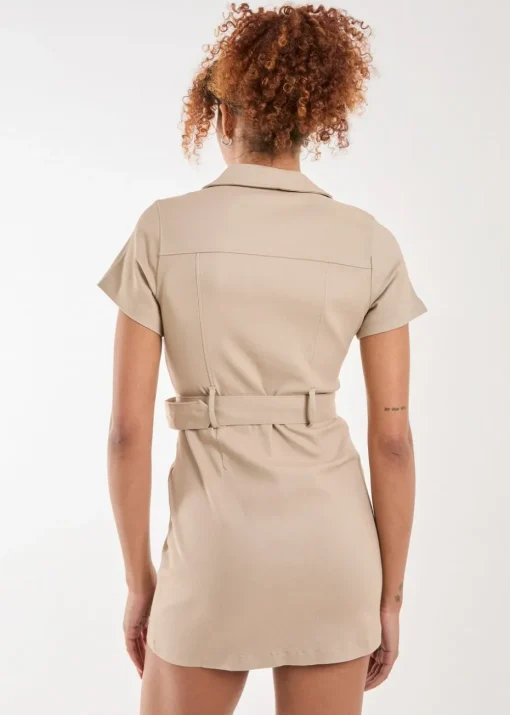 Pink Vanilla Stone Belted Utility Mini Dress