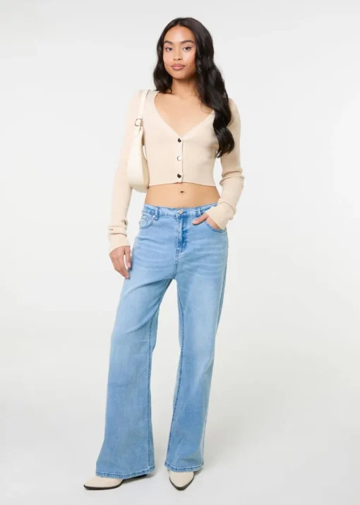 Pink Vanilla Stone Button Front Cropped Cardigan