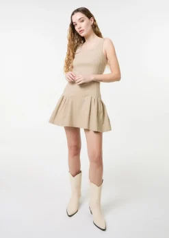 Pink Vanilla Stone Pleated Mini Dress