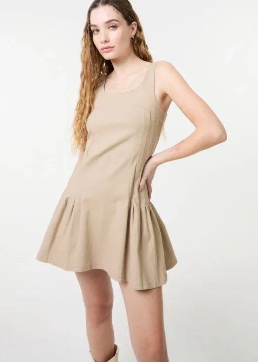 Pink Vanilla Stone Pleated Mini Dress