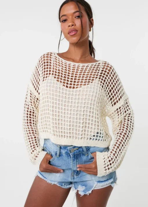 Pink Vanilla Stone Sequin Crochet Jumper