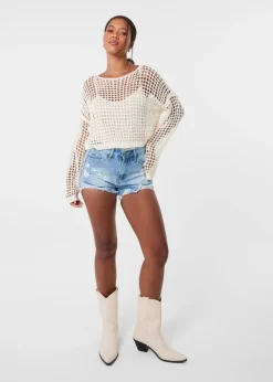 Pink Vanilla Stone Sequin Crochet Jumper