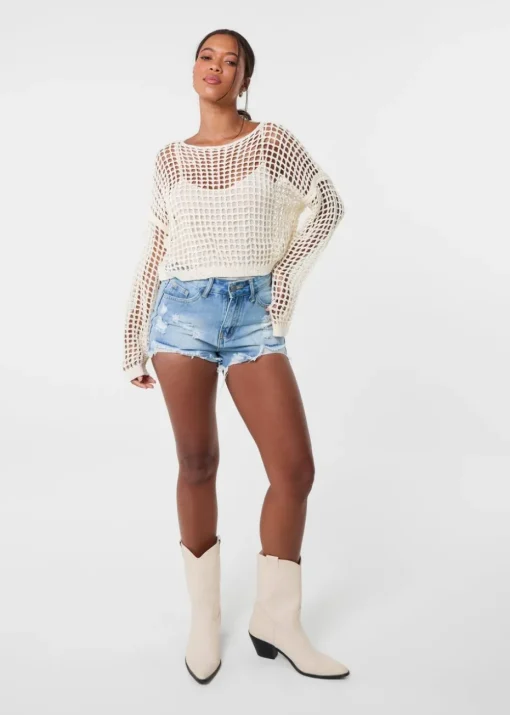 Pink Vanilla Stone Sequin Crochet Jumper