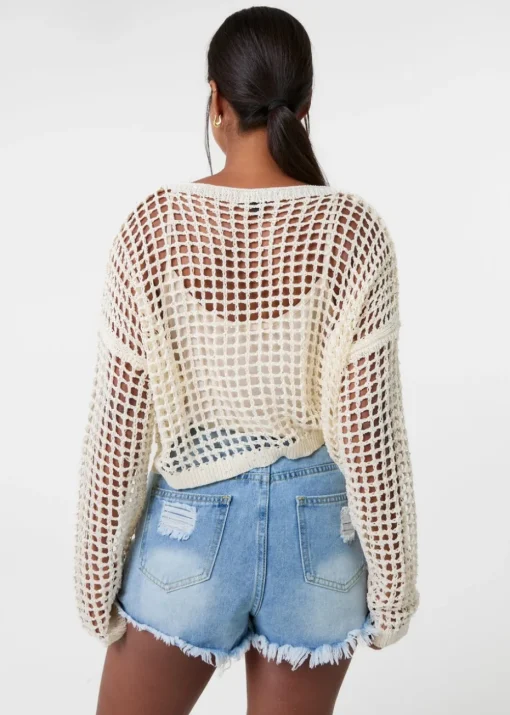 Pink Vanilla Stone Sequin Crochet Jumper