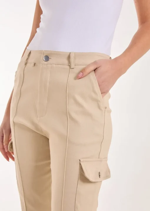 Pink Vanilla Stone Utility Stretch Cargo Trousers