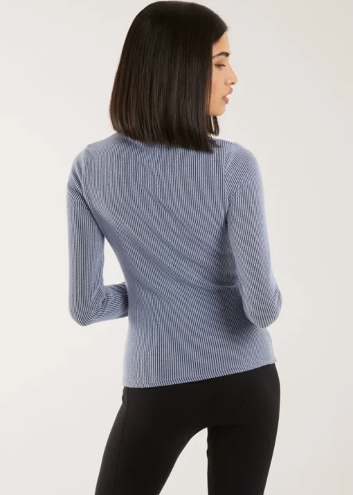 Pink Vanilla Two Tone Rib Double Zip Top