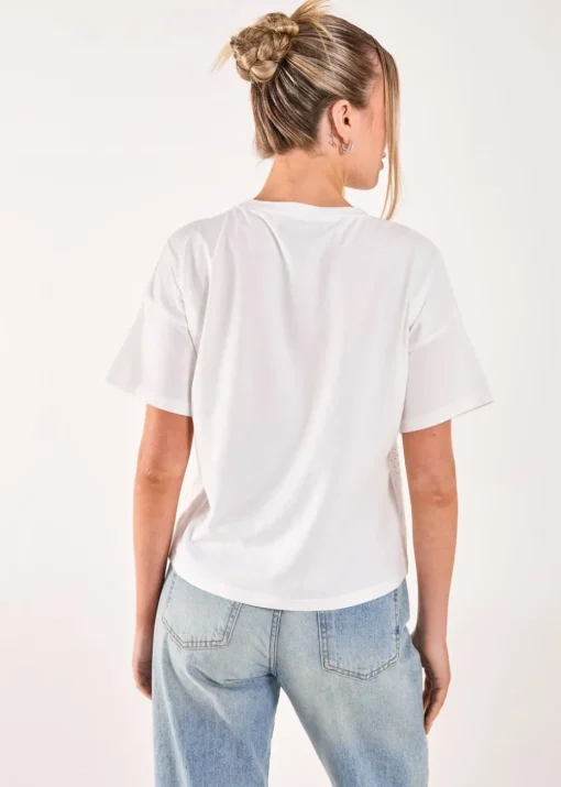 Pink Vanilla White Rhinestone Slogan Cropped T-shirt