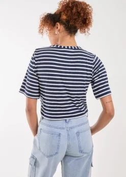 Pink Vanilla White Striped Printed Graphic Tee