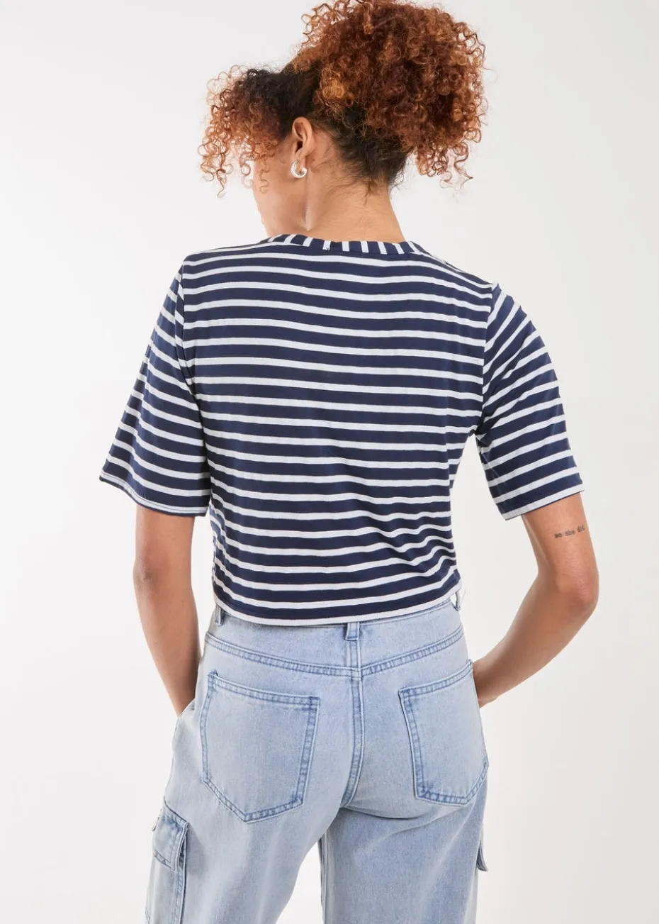 Pink Vanilla White Striped Printed Graphic Tee