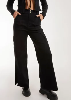 Pink Vanilla Wide Straight Leg Pocket Cargo Trousers