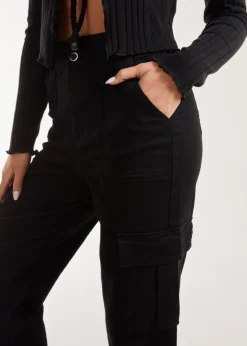 Pink Vanilla Wide Straight Leg Pocket Cargo Trousers