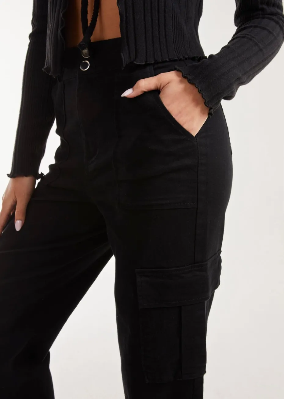 Pink Vanilla Wide Straight Leg Pocket Cargo Trousers