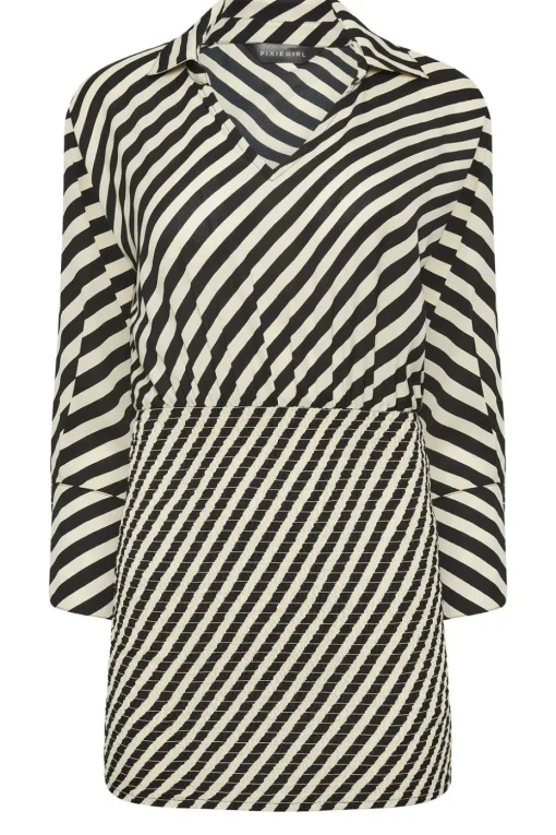 Pixiegirl Beige Brown Stripe Mini Dress