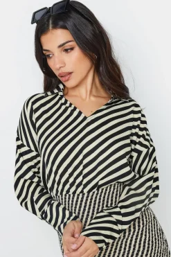 Pixiegirl Beige Brown Stripe Mini Dress