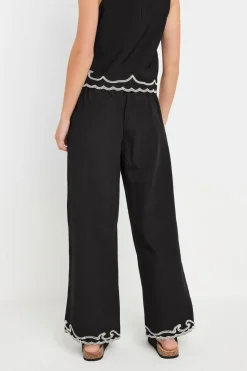 Pixiegirl Black Embroidered Hemline Trousers