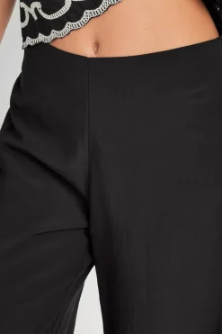 Pixiegirl Black Embroidered Hemline Trousers