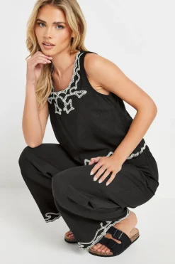 Pixiegirl Black Embroidered Hemline Trousers