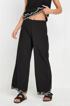 Pixiegirl Black Embroidered Hemline Trousers
