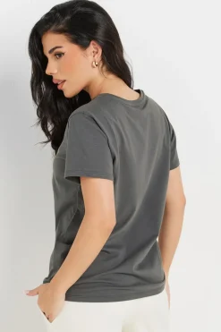 Pixiegirl Grey Boston Slogan T-Shirt