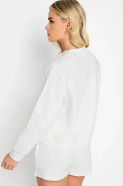 Pixiegirl Ivory White 'Sporty Season' Slogan Cropped Sweatshirt
