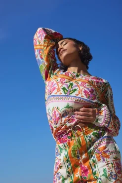 Pixiegirl Multi Coloured Abstract Tile Print Tie Top