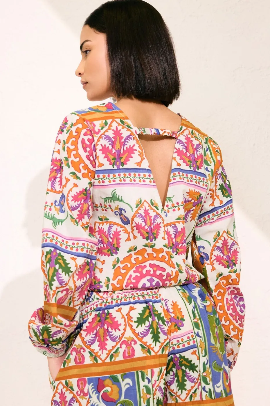 Pixiegirl Multi Coloured Abstract Tile Print Tie Top