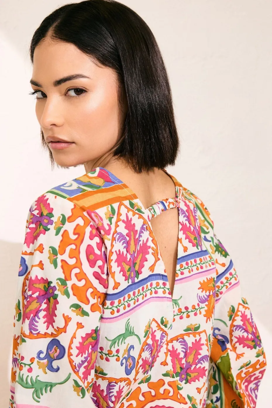 Pixiegirl Multi Coloured Abstract Tile Print Tie Top