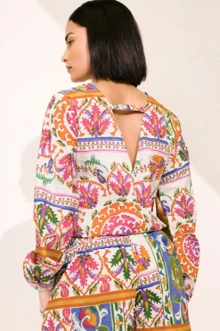 Pixiegirl Multi Coloured Abstract Tile Print Tie Top