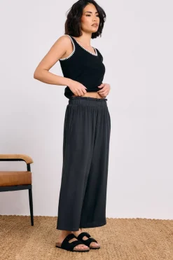 Pixiegirl Petite Black Acid Wash Cropped Trousers