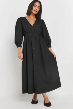 Pixiegirl Petite Black Button Midi Dress