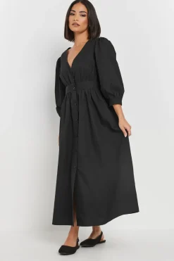 Pixiegirl Petite Black Button Midi Dress