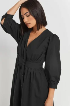 Pixiegirl Petite Black Button Midi Dress