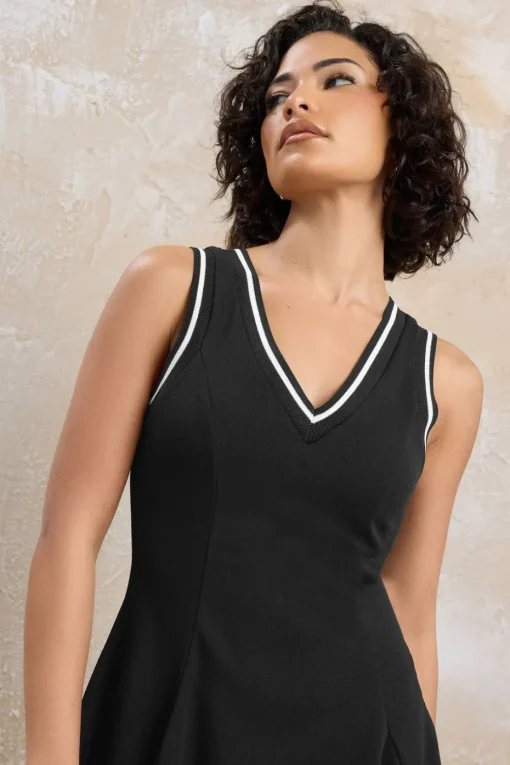 Pixiegirl Petite Black Contrast Trim Sports Mini Dress