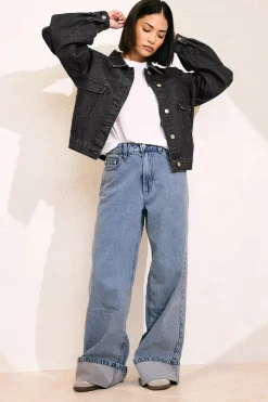 Pixiegirl Petite Black Denim Balloon Sleeve Jacket