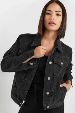 Pixiegirl Petite Black Distressed Denim Jacket