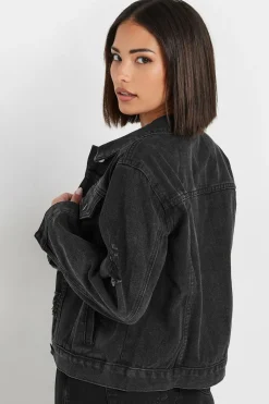 Pixiegirl Petite Black Distressed Denim Jacket