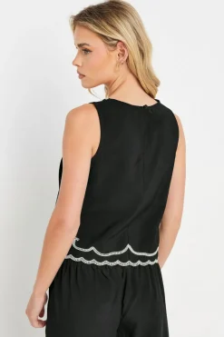 Pixiegirl Petite Black Embroidered Sleeveless Top