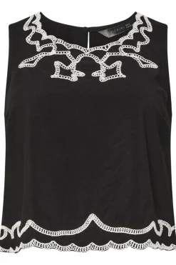 Pixiegirl Petite Black Embroidered Sleeveless Top