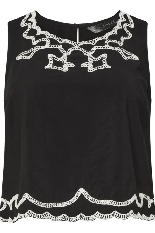 Pixiegirl Petite Black Embroidered Sleeveless Top