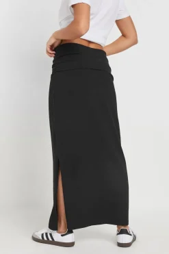 Pixiegirl Petite Black Fold Over Maxi Skirt