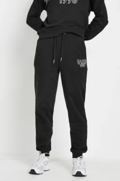Pixiegirl Petite Black Jersey 'Paris' Slogan Cuffed Joggers
