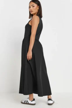 Pixiegirl Petite Black Jersey & Woven Mix Fabric Midaxi Dress