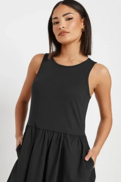 Pixiegirl Petite Black Jersey & Woven Mix Fabric Midaxi Dress