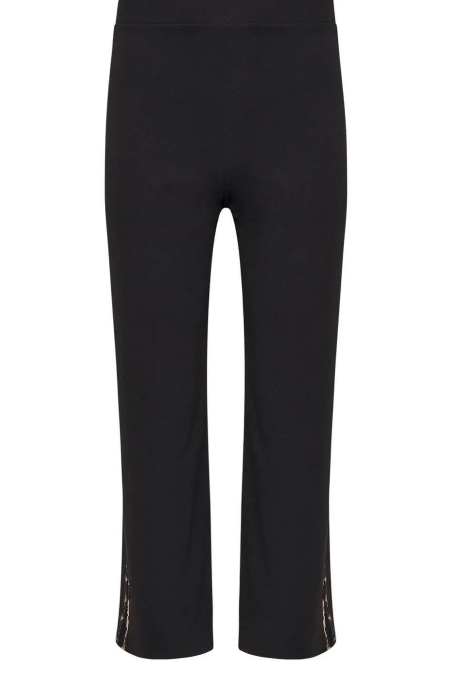 Pixiegirl Petite Black Leopard Print Side Stripe Wide Leg Trousers