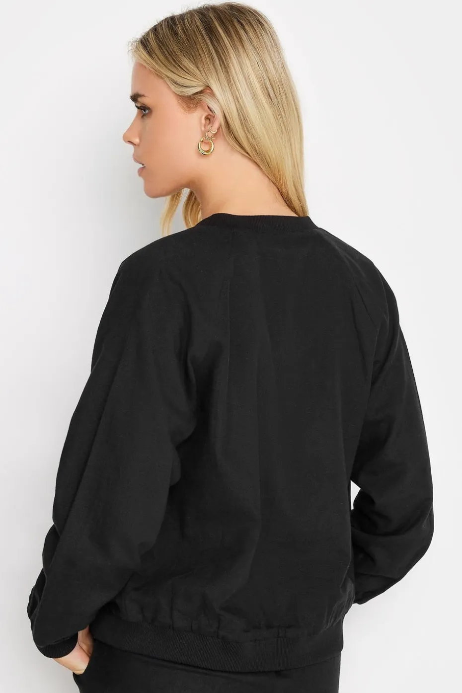 Pixiegirl Petite Black Linen Bomber Jacket