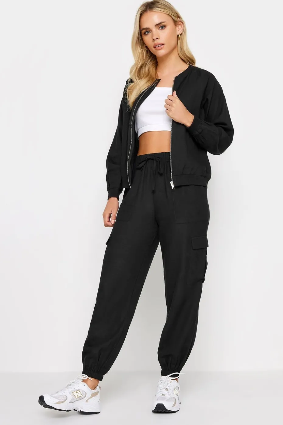 Pixiegirl Petite Black Linen Bomber Jacket